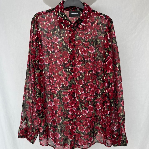 The Kooples Tops - The Kooples Paris (2/M) floral shirt w. metallic thread, full sleeves, like new